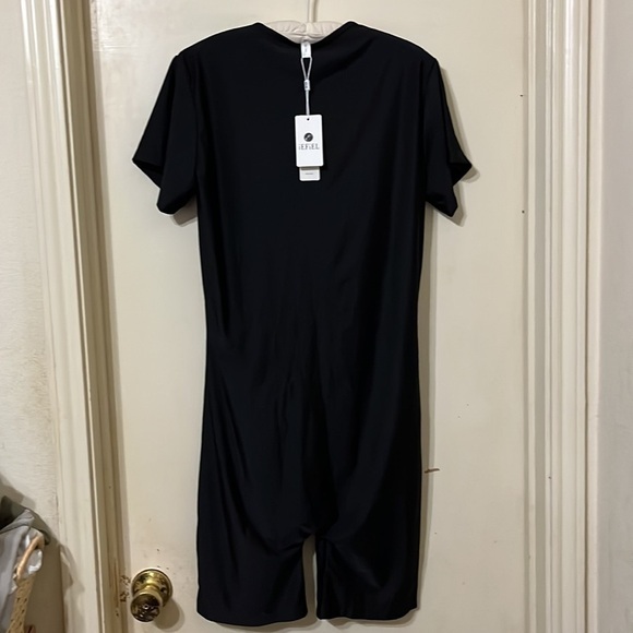 Black one piece shorts/top combo with zipper. - Picture 2 of 2